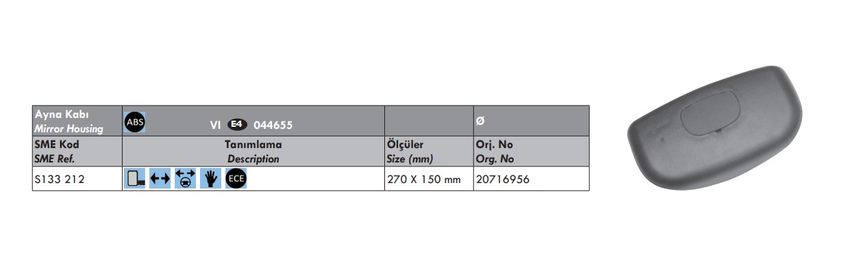 KOMPLE AYNA ON GORUS VOLVO Y.M. KOLSUZ  20716956